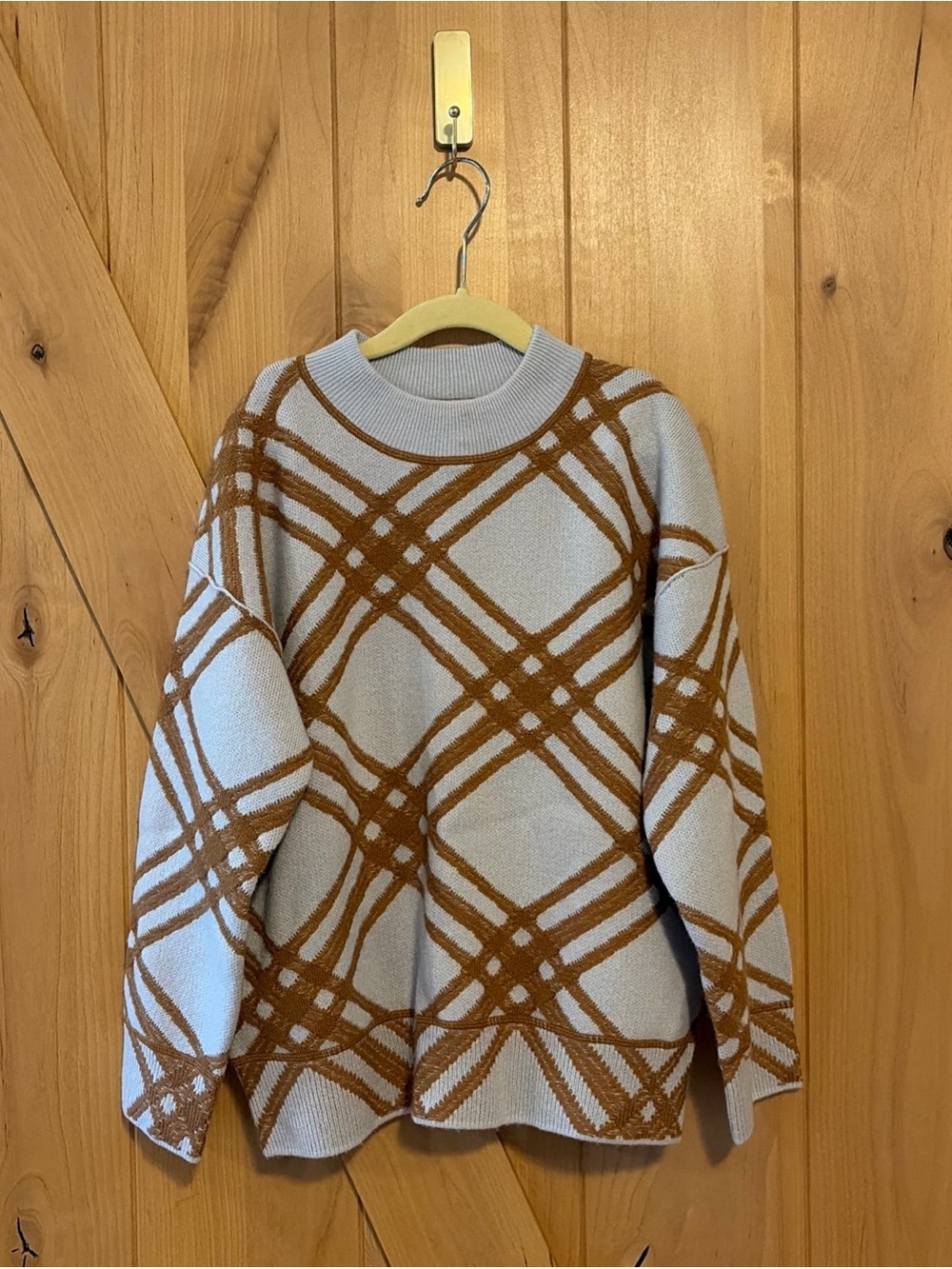 Burberry Youth Girls Wool Cashmere Sweater 8 Y Pale Blue Brown Prep Schoolgirl